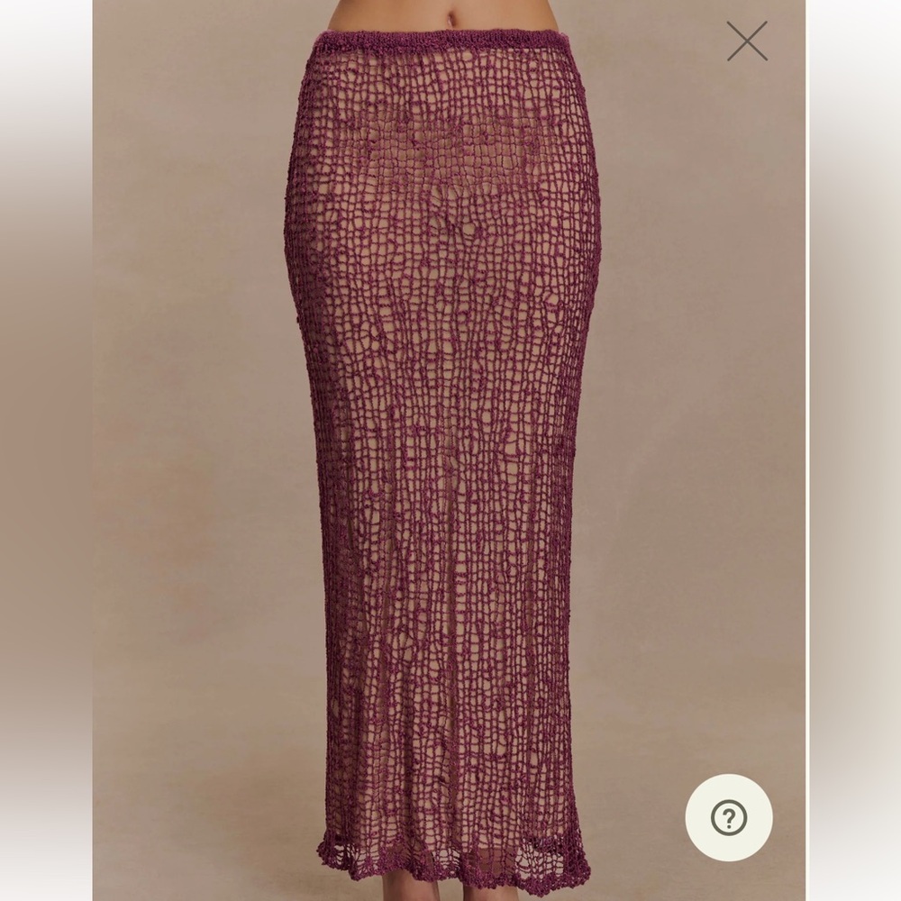 Meshki Burgundy Lace Maxi Skirt